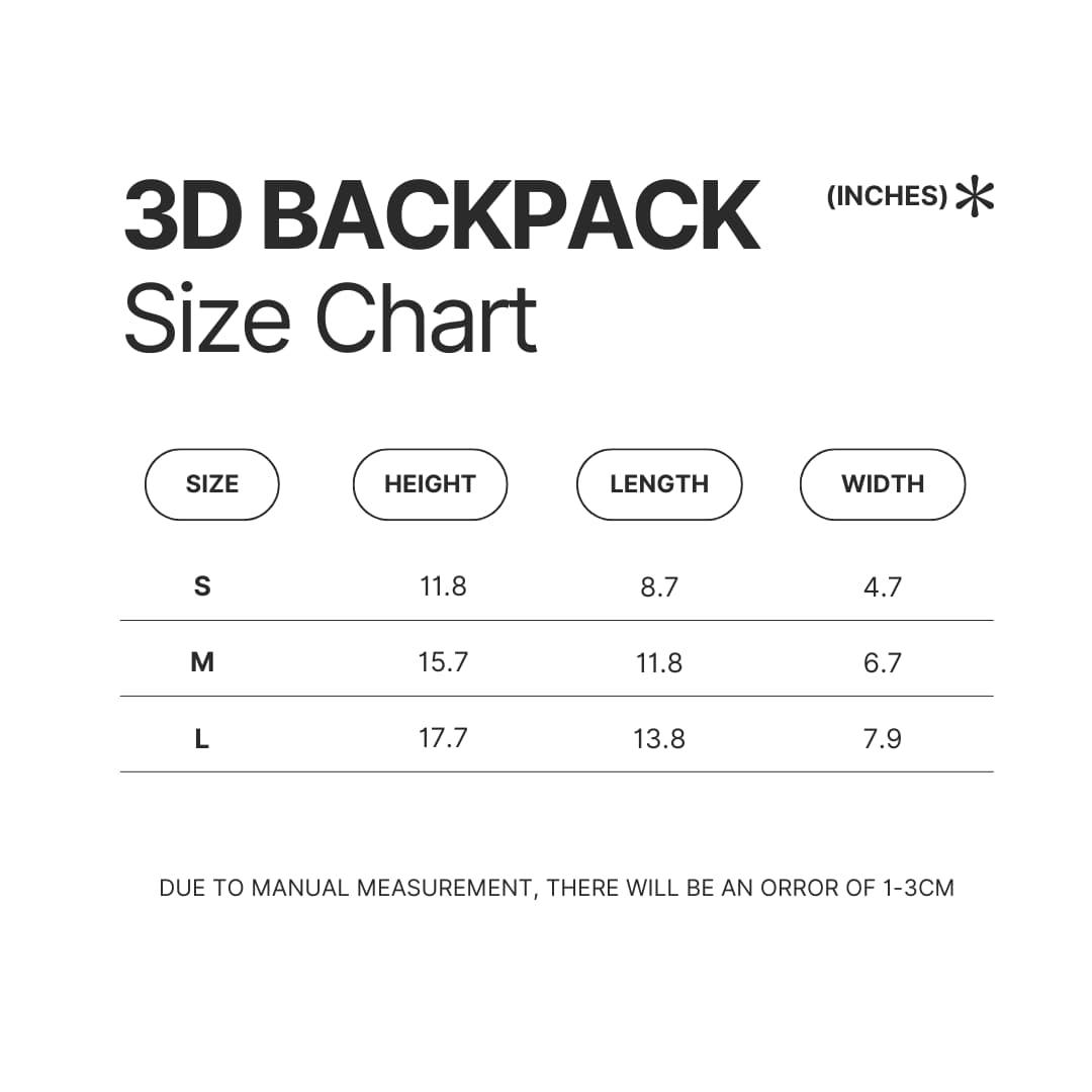 3D Backpack Size Chart - Steins;Gate Store