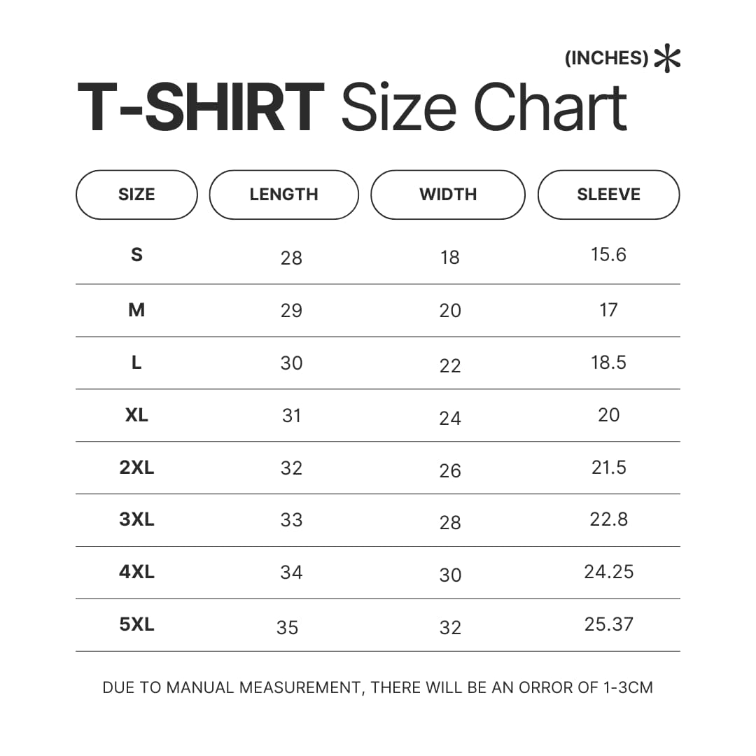 T shirt Size Chart - Steins;Gate Store