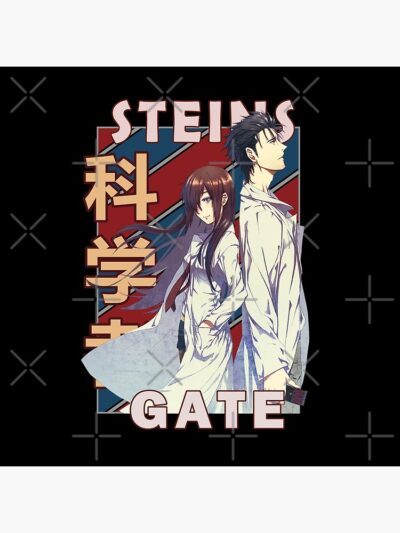 Alternative view of Steins Gate Okabe And Makise Vintage Stripe Design Throw Pillow