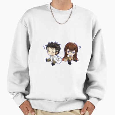 Alternative view of Steins Gate Okabe Rintarō And Makise Kurisu Chibi Sweatshirt