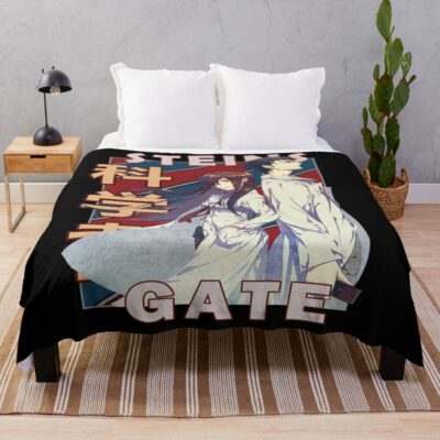 Steins Gate Okabe And Makise Vintage Stripe Design Throw Blanket