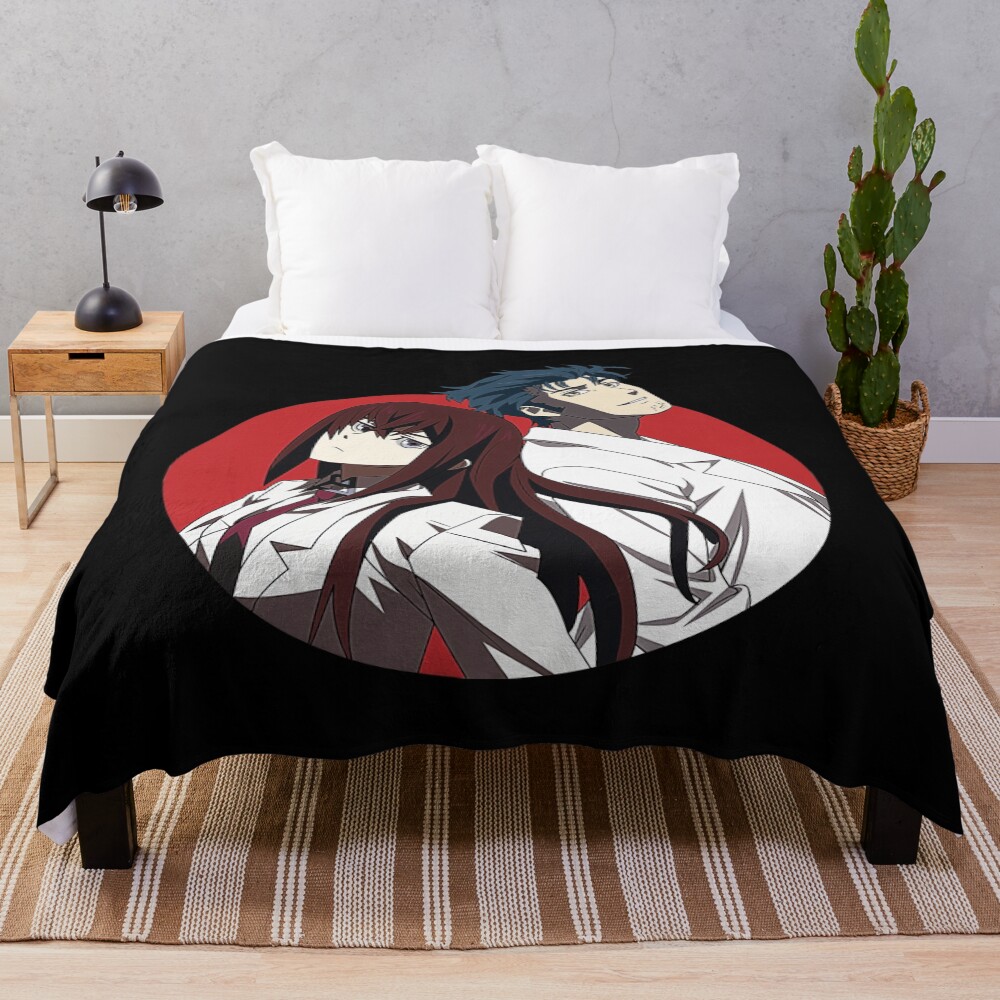 Steins Gate Okabe And Makise Bassic Design Throw Blanket