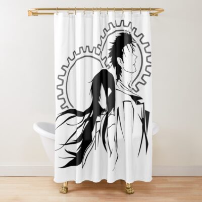 Novel Game Steins Gate Okabe And Kurisu Techno Shower Curtain