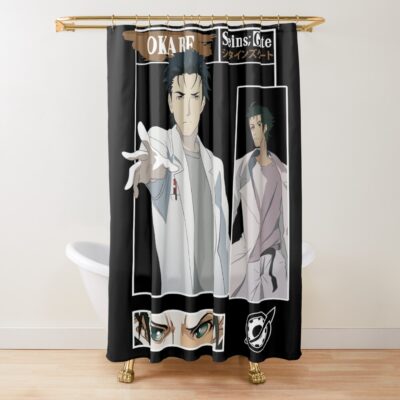 Steins Gate Rintaro Okabe Lintahlo Mad Sientist Shower Curtain