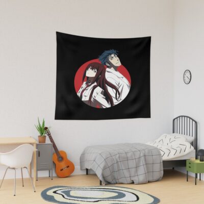 Steins Gate Okabe And Makise Bassic Design Tapestry