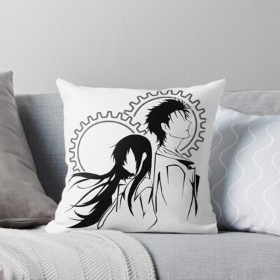 Novel Game Steins Gate Okabe And Kurisu Techno Throw Pillow